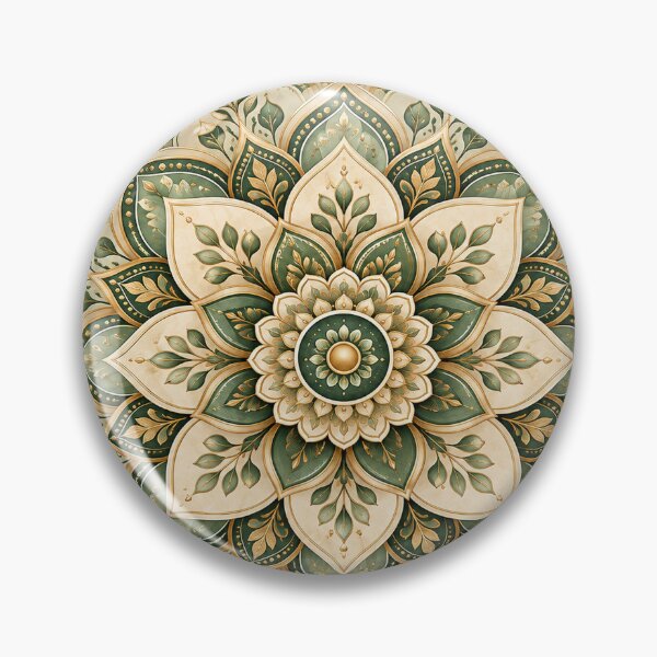 Item preview, Sage Green Gold Botanical Mandala – Elegant Floral Ornament designed and sold by Sania Wazir Studio.