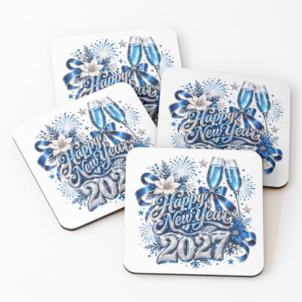 Item preview, Happy New Year 2027 Blue Silver Floral Elegant Design designed and sold by FuzionRaptor.