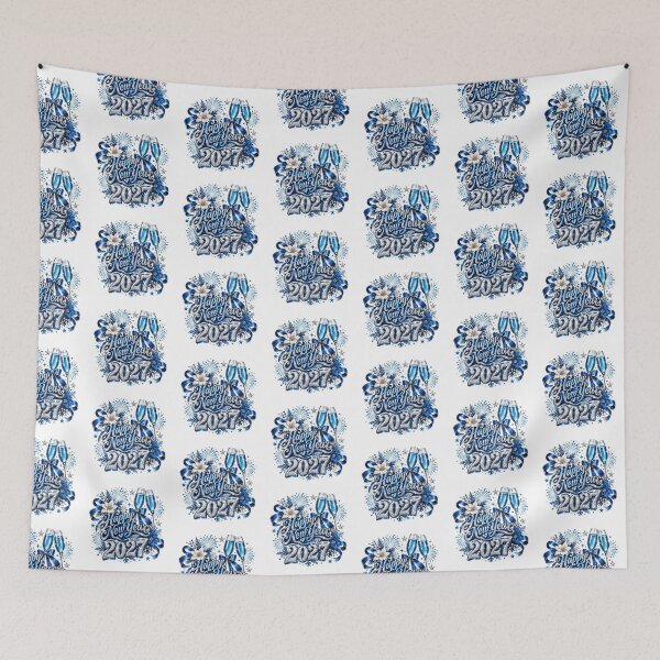Item preview, Happy New Year 2027 Blue Silver Floral Elegant Design designed and sold by FuzionRaptor.