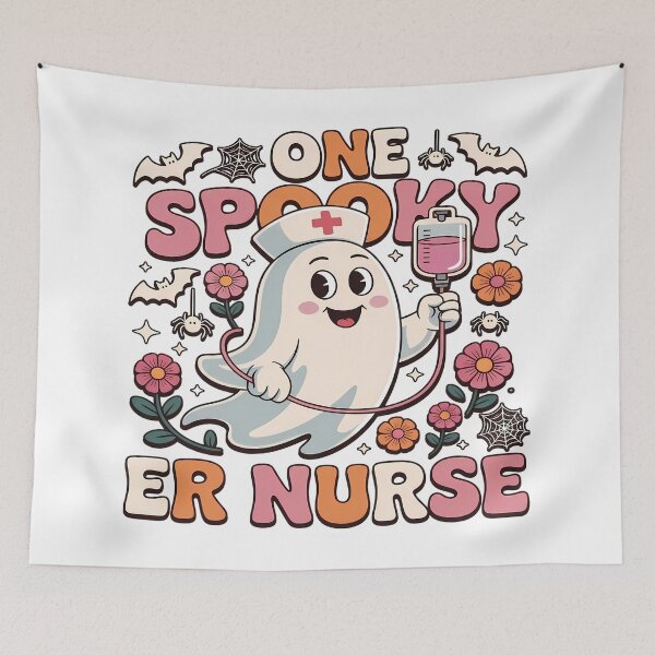Item preview, One Spooky ER Nurse – Cute Ghost Nurse Halloween designed and sold by Art-Arcade6.