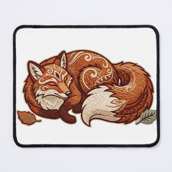 Item preview, Sleeping Fox Autumn Embroidery Cottagecore Art designed and sold by abdelski.