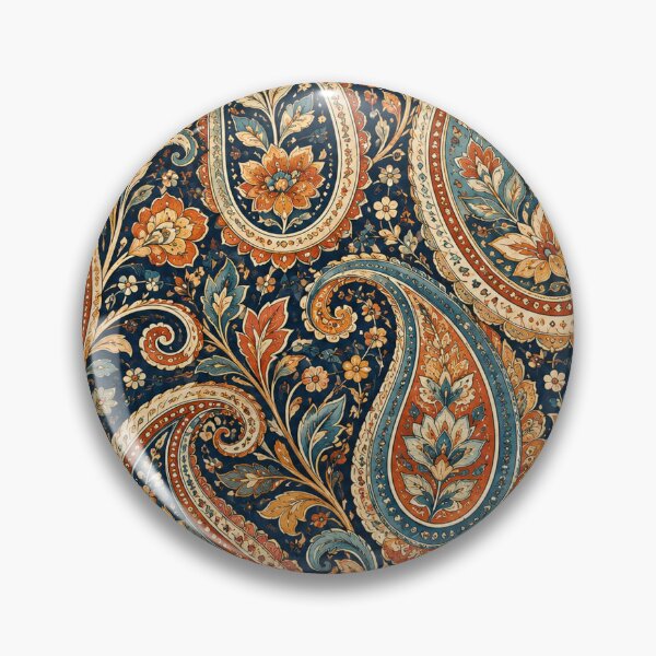 Item preview, Vintage Paisley Floral Pattern – Indigo Blue Terracotta Boho Art designed and sold by Sania Wazir Studio.