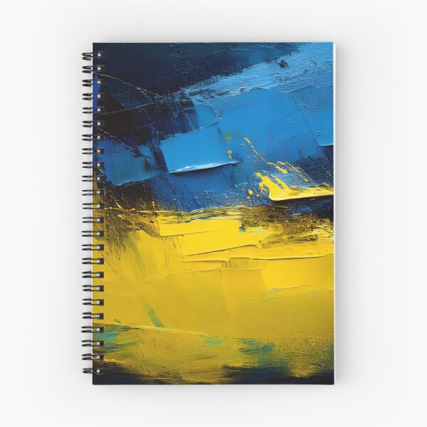 Item preview, Impasto strokes of blue and yellow paint create a textured, abstract composition with a sense of depth and movement designed and sold by homydesign.