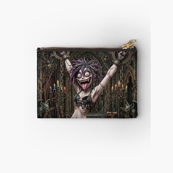Aperçu de l'œuvre Illustration d'Halloween d'une fille zombie patchwork maniaque suspendue dans le noir créée et vendue par Vintage Designs +.
