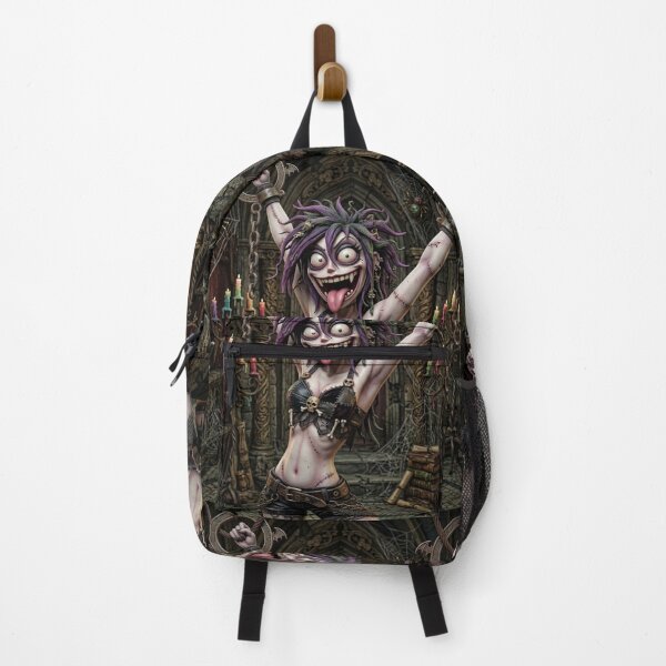Item preview, Maniacal Patchwork Zombie girl hanging in the dark halloween illustration designed and sold by Vintage Designs +.
