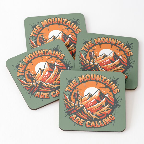 Item preview, The Mountains Are Calling Hiker Sunset Adventure Graphic designed and sold by MarCinu Art.