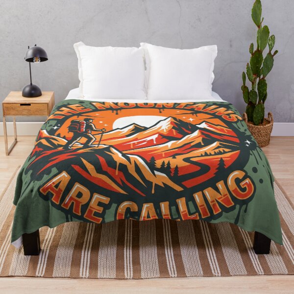 Item preview, The Mountains Are Calling Hiker Sunset Adventure Graphic designed and sold by MarCinu Art.