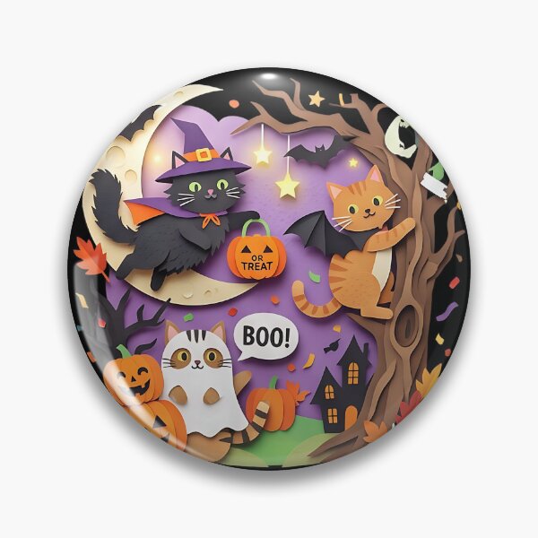Item preview, Papercraft Flying Witch & Bat Kittens: Trick or Treat Halloween Night designed and sold by CuteKats.