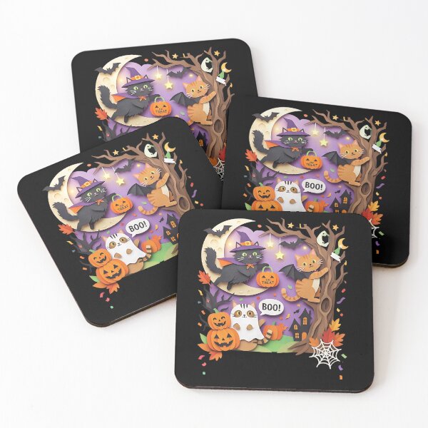 Item preview, Papercraft Flying Witch & Bat Kittens: Trick or Treat Halloween Night designed and sold by CuteKats.