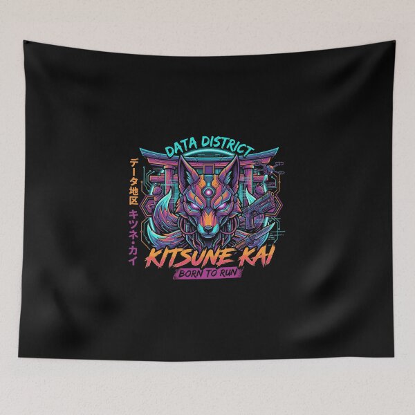 Item preview, Cyberpunk Kitsune Kai Data District Neon Fox designed and sold by RatherCreative.