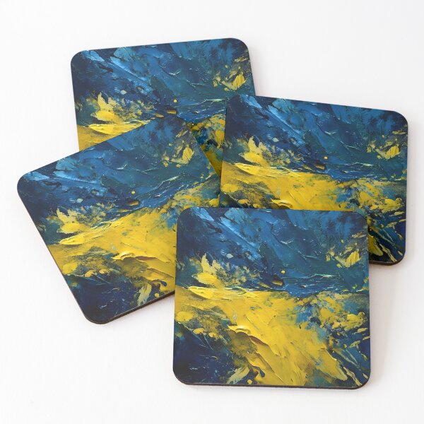 Item preview, Thick strokes of yellow and blue paint create a textured, abstract composition with a sense of depth and dynamic energy designed and sold by homydesign.