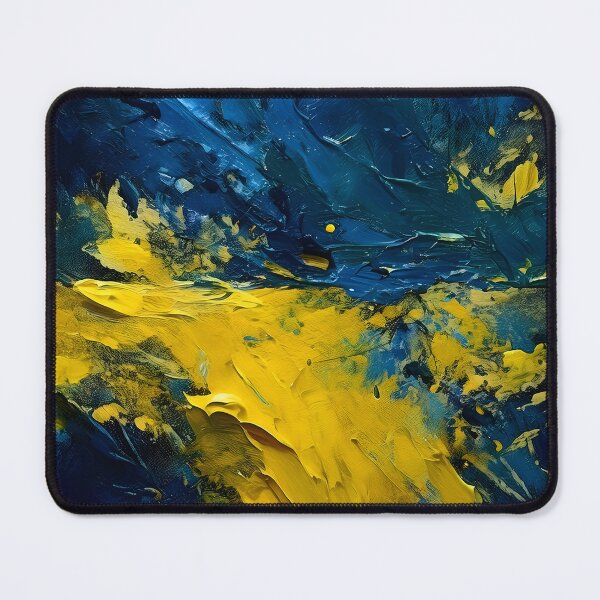 Item preview, Thick strokes of yellow and blue paint create a textured, abstract composition with a sense of depth and dynamic energy designed and sold by homydesign.