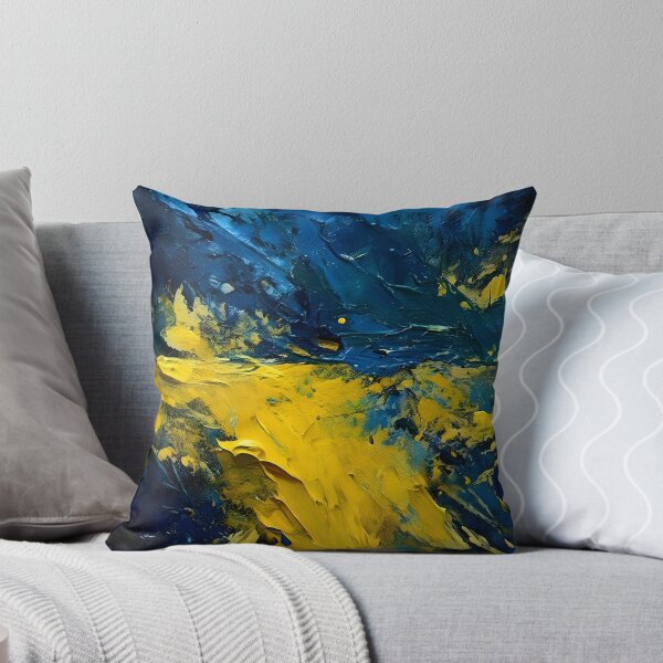 Item preview, Thick strokes of yellow and blue paint create a textured, abstract composition with a sense of depth and dynamic energy designed and sold by homydesign.