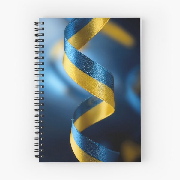 Item preview, A twisted blue and yellow ribbon spirals against a blurred background, creating a dynamic and textured composition designed and sold by homydesign.