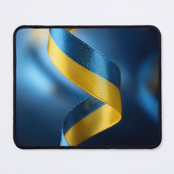 Item preview, A twisted blue and yellow ribbon spirals against a blurred background, creating a dynamic and textured composition designed and sold by homydesign.