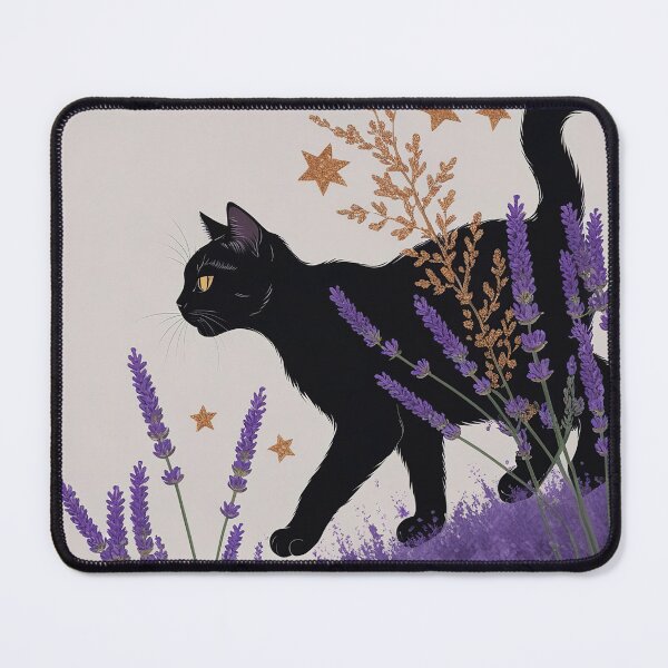 Item preview, Lavender Magic Black Cat Golden Sparkles designed and sold by wondersofpurrrs.