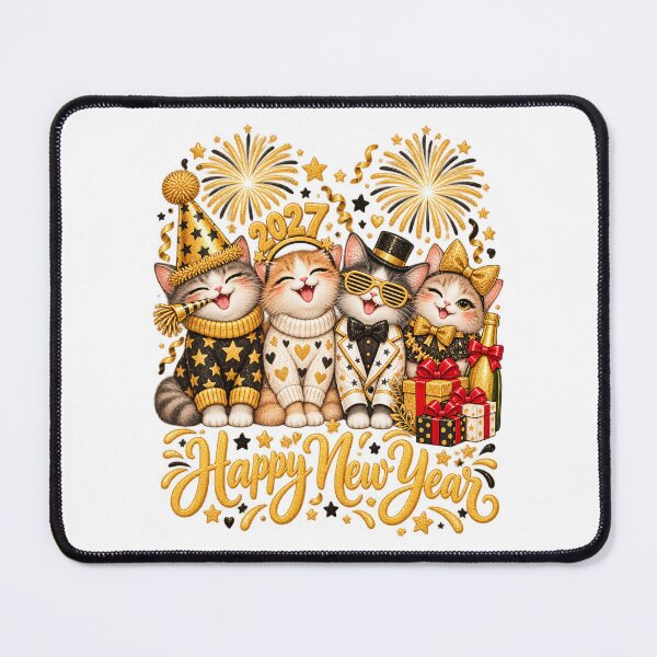 Item preview, Cute Cats Happy New Year 2027 Festive Cat Lover Design designed and sold by FuzionRaptor.