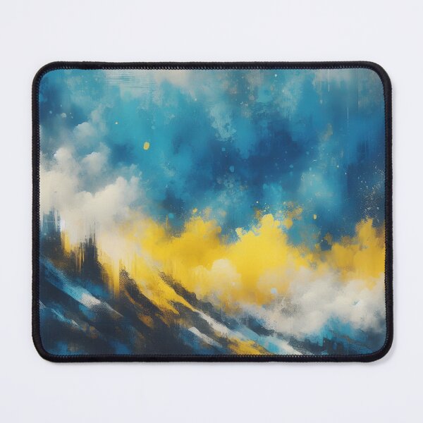 Item preview, Abstract brushstrokes of blue, yellow, and white create a dynamic and textured composition with a sense of movement designed and sold by homydesign.