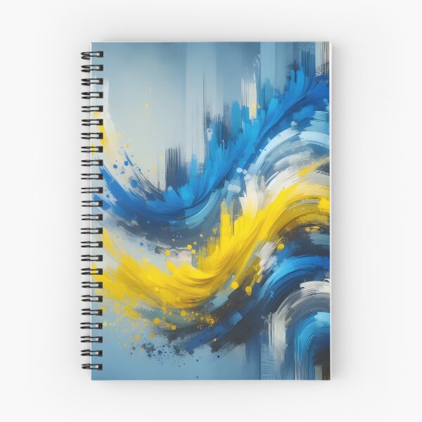 Item preview, Abstract brushstrokes of blue and yellow hues create a dynamic and flowing composition with a sense of movement designed and sold by homydesign.
