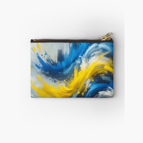 Item preview, Abstract brushstrokes of blue and yellow hues create a dynamic and flowing composition with a sense of movement designed and sold by homydesign.