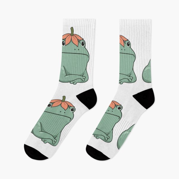 Item preview, Frog With Flower Kawaii Sage Green Deadpan Illustration designed and sold by DariaDoodleArt.
