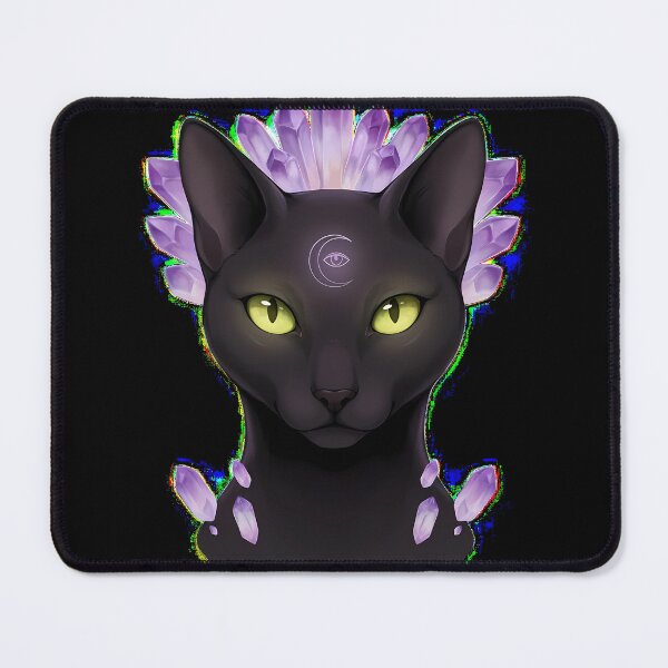 Item preview, Third Eye Black Cat Amethyst Crystals Occult designed and sold by wondersofpurrrs.