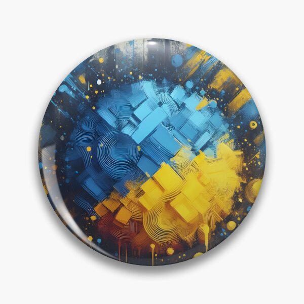 Item preview, A stylized globe in blue and yellow hues with abstract cityscapes and dynamic brushstrokes, creating a vibrant composition designed and sold by homydesign.