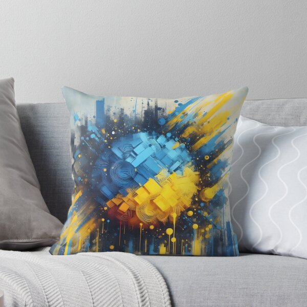 Item preview, A stylized globe in blue and yellow hues with abstract cityscapes and dynamic brushstrokes, creating a vibrant composition designed and sold by homydesign.