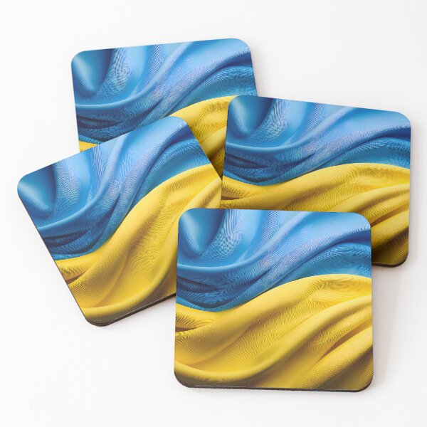 Item preview, Wavy, textured blue and yellow surfaces create a dynamic and flowing abstract pattern, resembling Ukraine's flag designed and sold by homydesign.