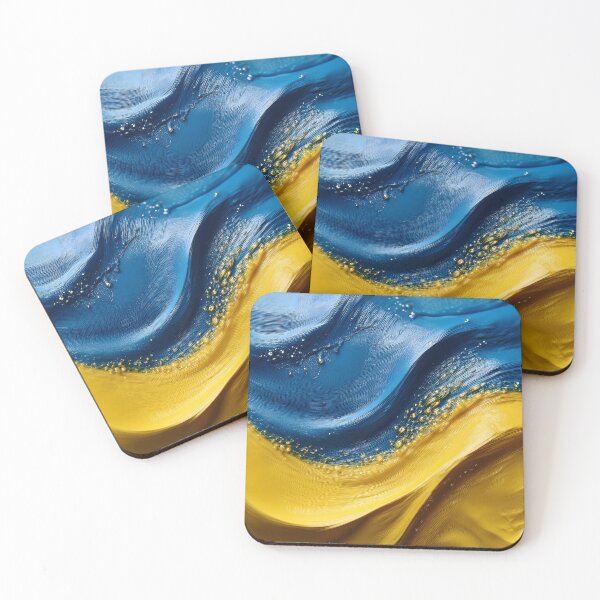 Item preview, Wavy, textured blue and yellow surfaces create a dynamic and flowing abstract pattern, resembling Ukraine's flag designed and sold by homydesign.