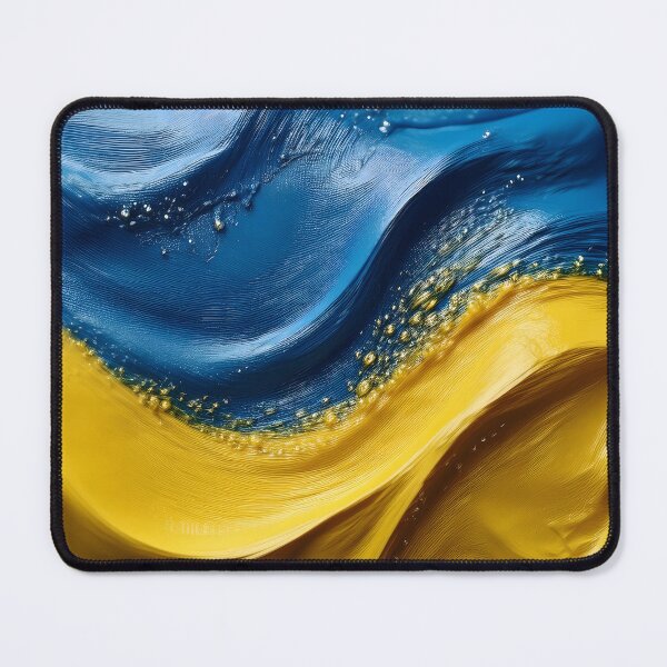 Item preview, Wavy, textured blue and yellow surfaces create a dynamic and flowing abstract pattern, resembling Ukraine's flag designed and sold by homydesign.