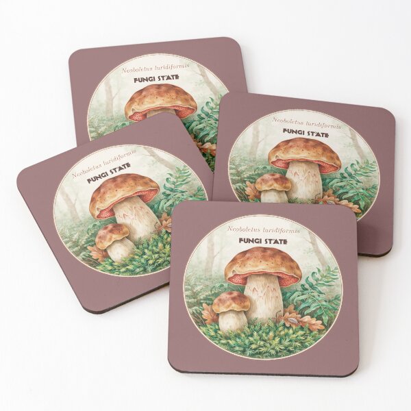 Item preview, Fungi State - Scarletina Bolete Woodland Mushroom Art designed and sold by Reniferka Artifacts.