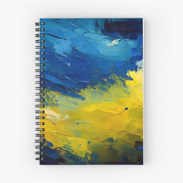 Item preview, Impasto strokes of yellow and blue paint create a textured, abstract composition with a sense of depth and movement designed and sold by homydesign.
