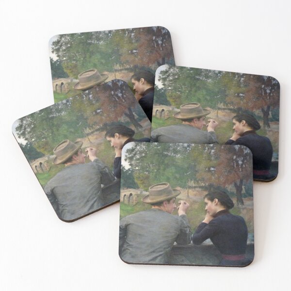 Item preview, The Lovers, Idyll on a Bridge (1888) - Émile Friant designed and sold by SALON DES ARTS.