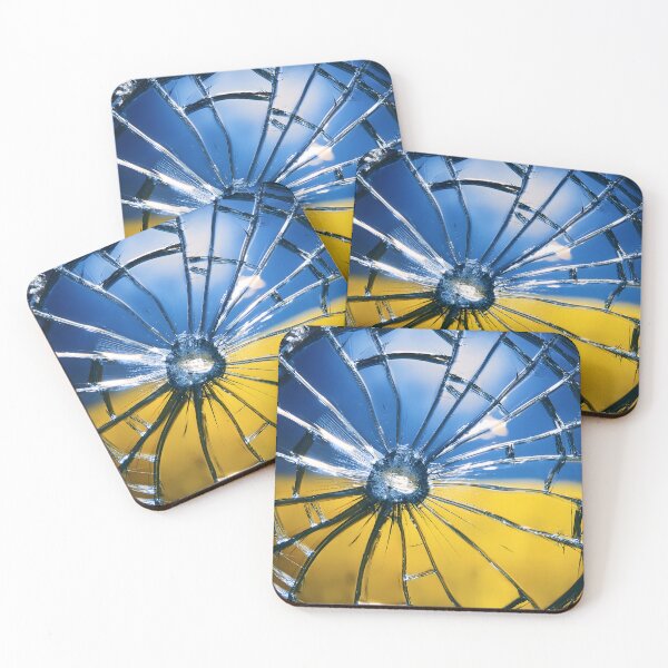 Item preview, Shattered glass pattern with blue and yellow background evoking Ukraine flag colors designed and sold by homydesign.