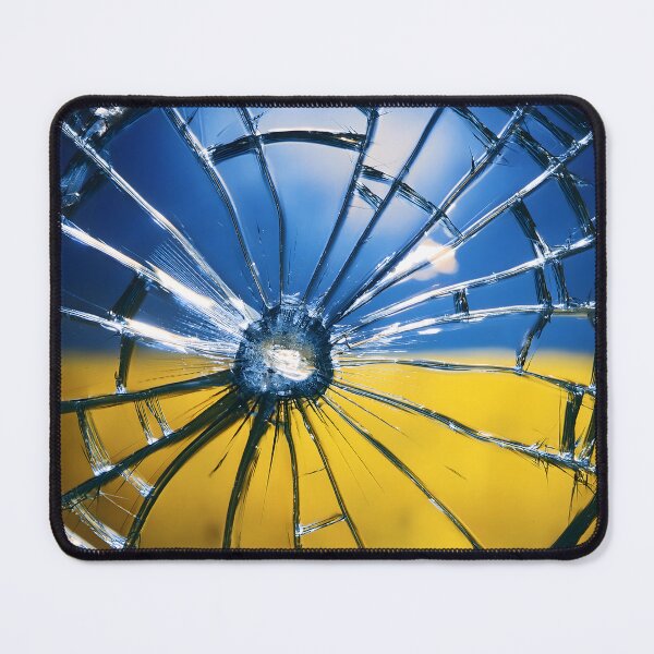 Item preview, Shattered glass pattern with blue and yellow background evoking Ukraine flag colors designed and sold by homydesign.