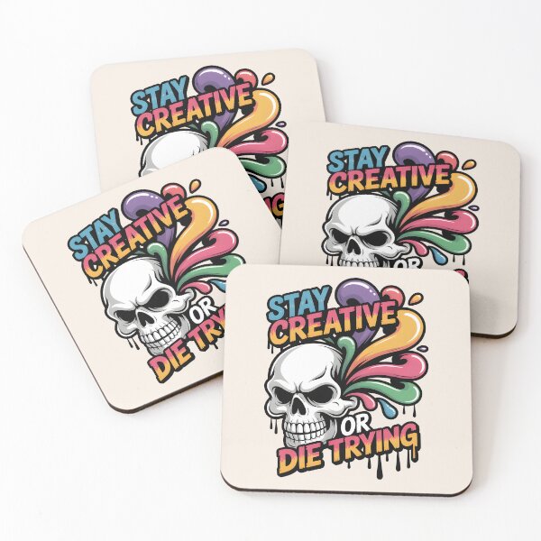 Item preview, Stay Creative or Die Trying – Edgy Skull and Artist Humor Design designed and sold by Jollys-ArtShop.