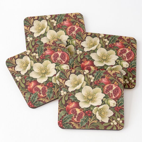 Item preview, Christmas Roses and Pomegranates – Festive Botanical Art designed and sold by Dapplequill.