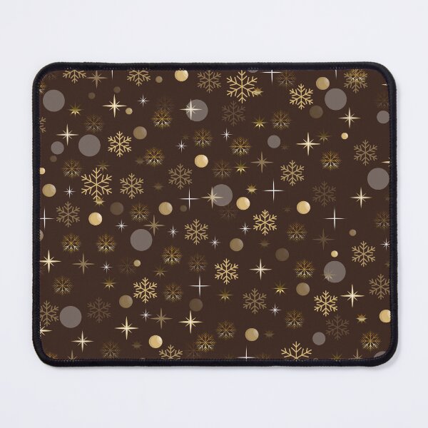 Item preview, Luxury Gold Christmas Snowflakes and Stars Seamless Winter Pattern on Dark Brown Background designed and sold by DoveArtDesigns.