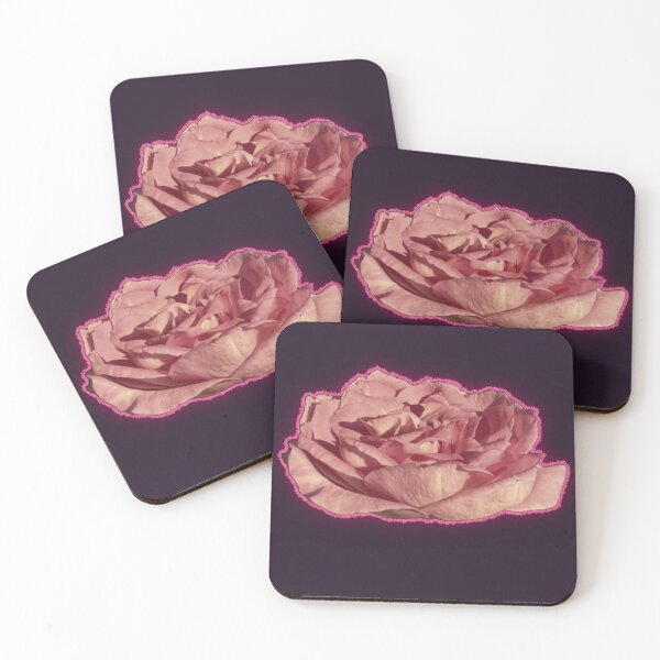 Item preview, Neon Outline Dusty Pink Rose - Glowing Floral Cutout Art designed and sold by BalkanBloomArt.