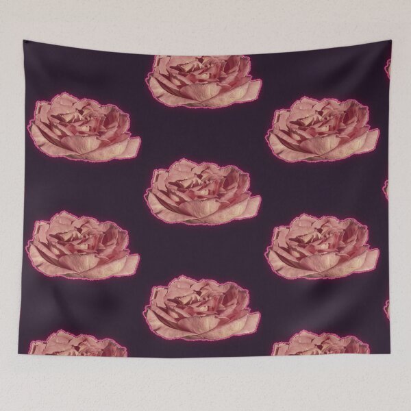 Item preview, Neon Outline Dusty Pink Rose - Glowing Floral Cutout Art designed and sold by BalkanBloomArt.