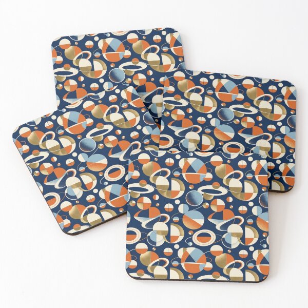 Item preview, Retro Orbit Geometric Pattern - Mid Century Navy and Orange Art designed and sold by Dogandesighn.