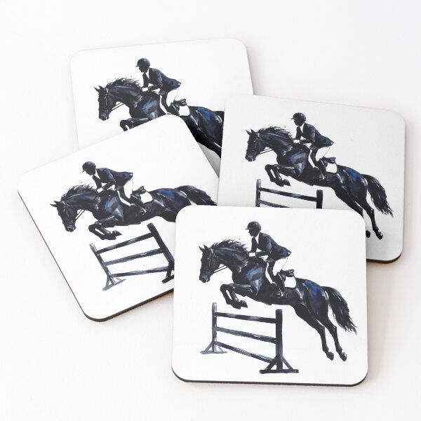 Item preview, Black Show Jumping Horse Watercolor Art designed and sold by Rutvain.