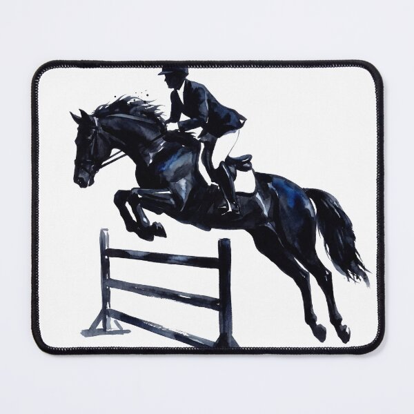 Item preview, Black Show Jumping Horse Watercolor Art designed and sold by Rutvain.