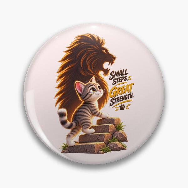 Item preview, Small Steps Great Strength – Cute Kitten and Mighty Lion Motivational Art designed and sold by NEFERSIGN.