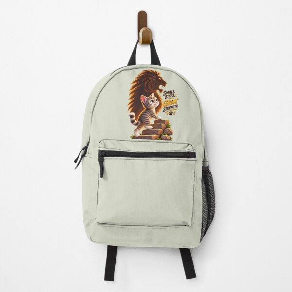 Item preview, Small Steps Great Strength – Cute Kitten and Mighty Lion Motivational Art designed and sold by NEFERSIGN.