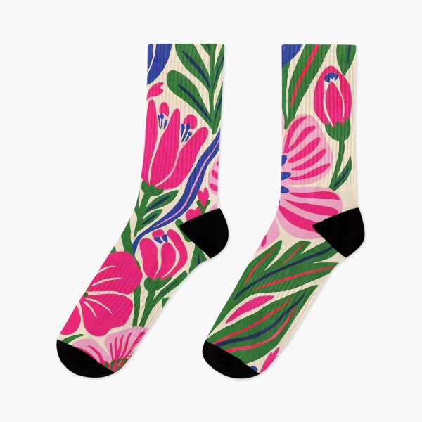 Item preview, Pink Folk Art Eclectic Summer Meadow designed and sold by artsandsoul.