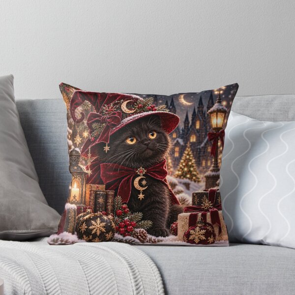 Item preview, Midnight Whiskers – Gothic Christmas Black Cat designed and sold by DreamyPixStudio.