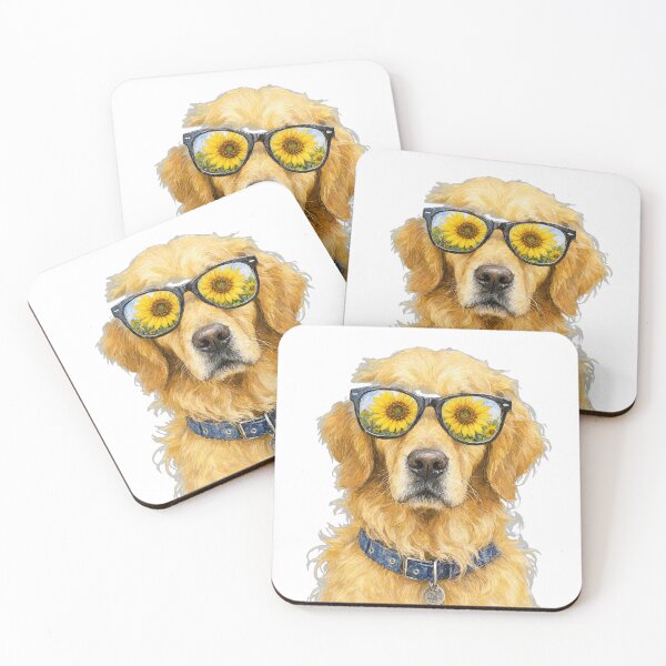Item preview, Cute Golden Retriever with Sunglasses & Sunflower Crown designed and sold by pietini.