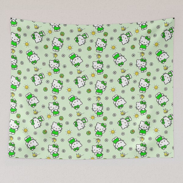 Item preview, Cute Green Hello Kitty Nature Pattern designed and sold by iloveyourcupid.